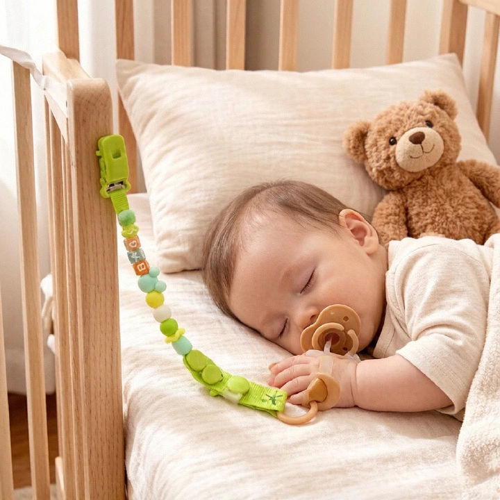 Baby Pacifier Clip Chain Handmade Colorful Beads Adjustable Length Soother Holder Anti-Drop Pacifier Keeper Secure PP Clip Fits Most Pacifiers Teething Toys for Infant Baby 3+ Months