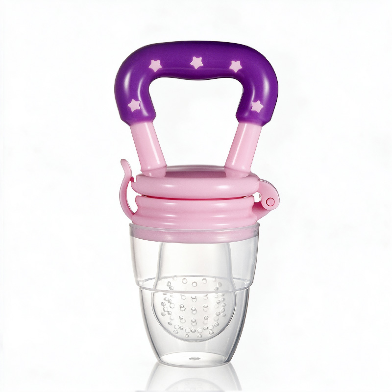 Baby Fruit Feeder Pacifier, Food-Grade Silicone Teething Toy with Star Handle, BPA-Free Infant Fruit Vegetable Feeder, 2mm Holes, Dust Cap, for 4-6 Months, 4 Colors