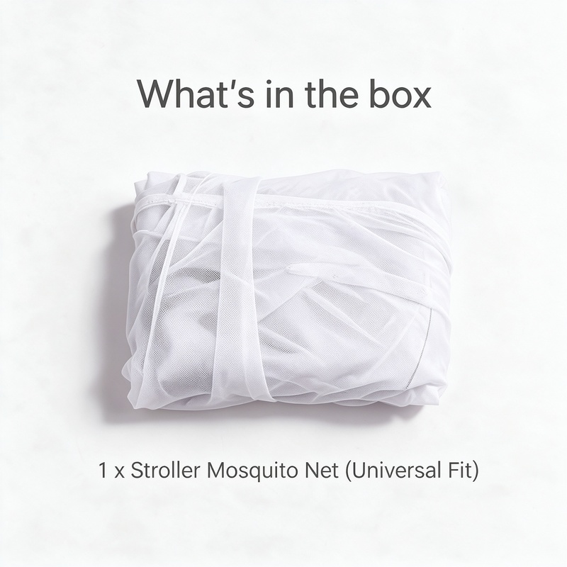 Universal Baby Stroller Mosquito Net Full Cover, Dense Mesh Insect Netting for Infant Pushchair Pram, 360 Degree Protection Easy Install, Fits Most Strollers, Cream White