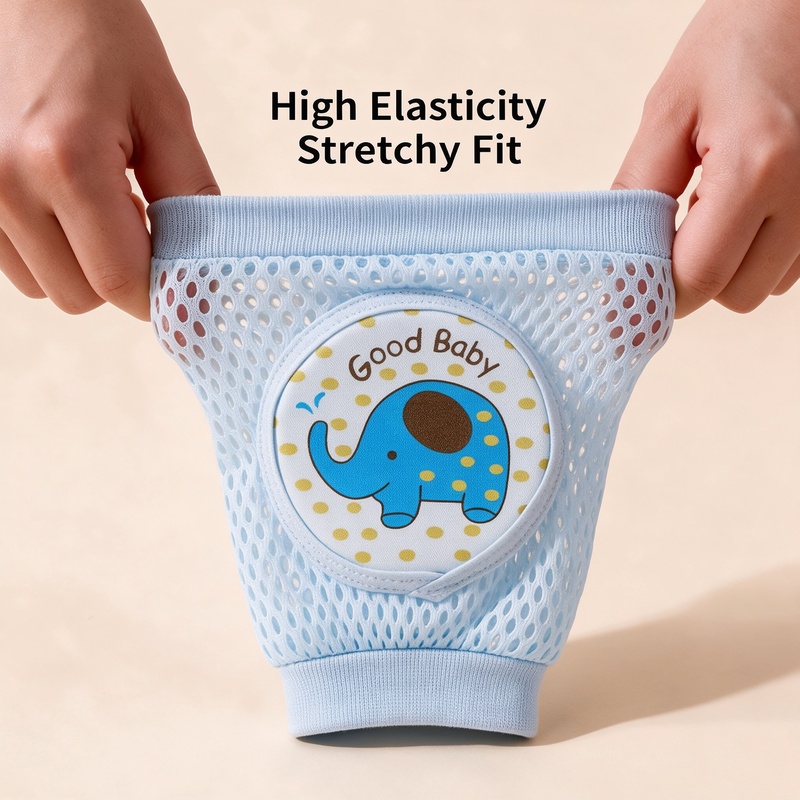 Baby Knee Pads for Crawling, Breathable Mesh Baby Anti-Fall Knee Protectors with Sponge Padding, Elastic Adjustable, for Toddlers 0-3 Years, Walking and Playing, 4 Colors