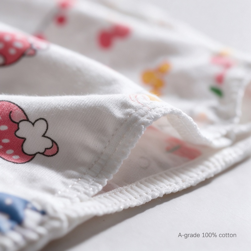 100% Cotton Girls Briefs 6 Pack, Soft Breathable Triangle Underwear for Baby Girls 7-13kg, Picot Lace Edge Elastic Waistband, Assorted Cute Prints, 3 Sizes by Weight