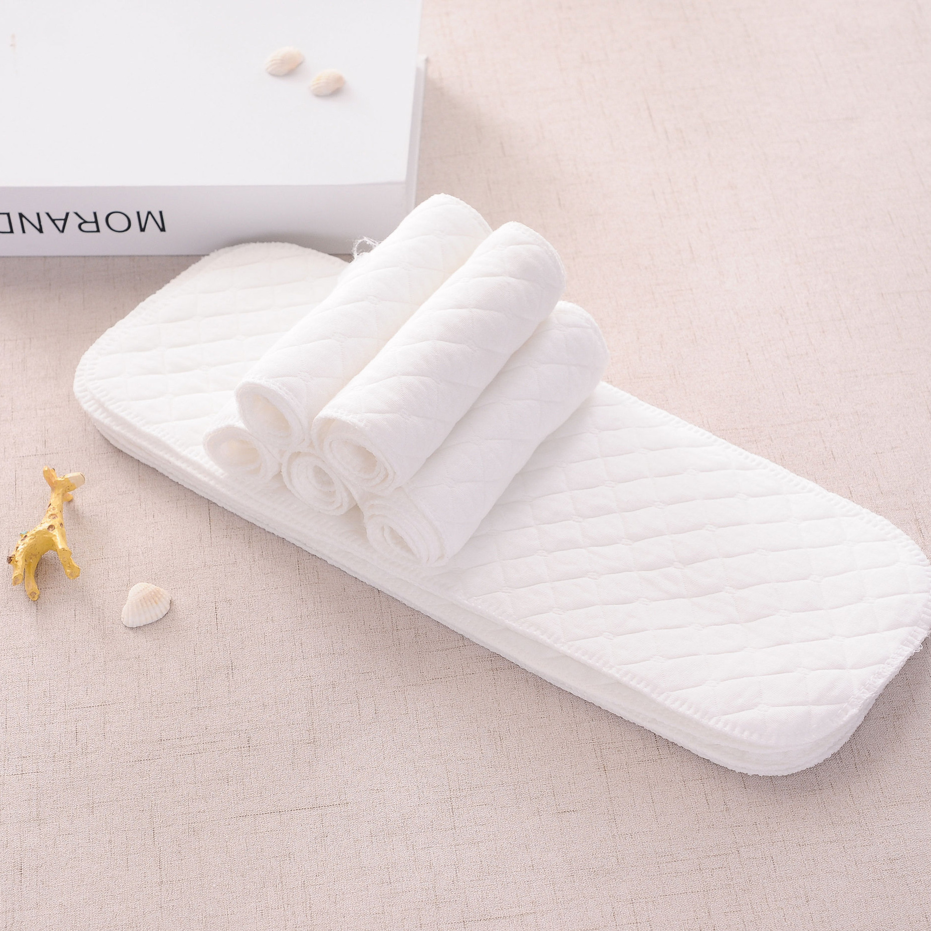 Reusable Baby Cloth Diaper Inserts, Pure Cotton Quilted Diaper Pads for Newborn Infant, Breathable Absorbent Multi-Layer Eco Cotton, A-Class Formaldehyde-Free, 3 Pcs per Pack