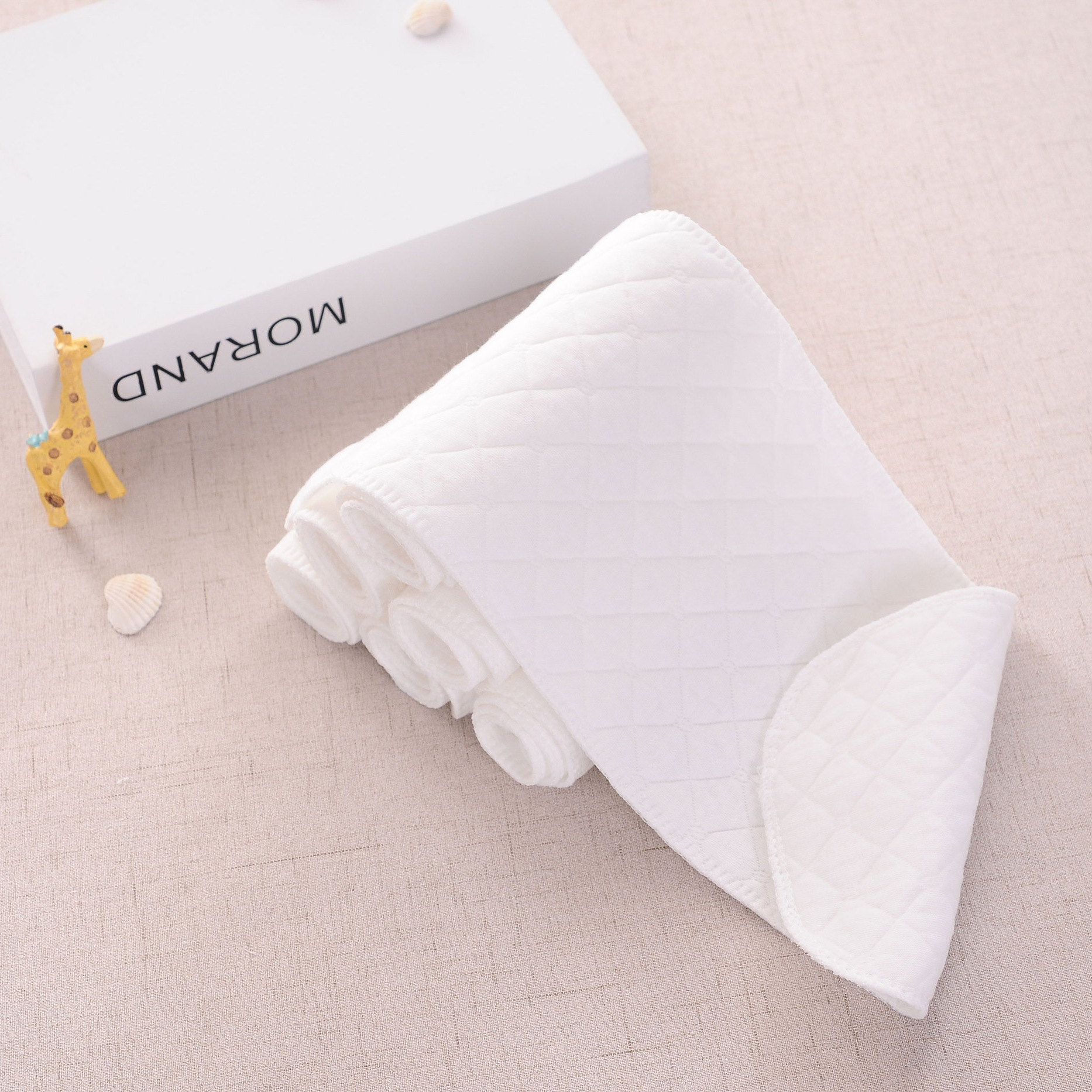 Reusable Baby Cloth Diaper Inserts, Pure Cotton Quilted Diaper Pads for Newborn Infant, Breathable Absorbent Multi-Layer Eco Cotton, A-Class Formaldehyde-Free, 3 Pcs per Pack