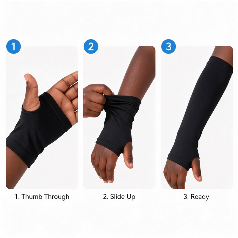Kids UV Protection Cooling Arm Sleeves UPF 50+ Ice Silk Sun Sleeves with Thumb Hole for Boys Girls 5-15 Years, Breathable Stretch Arm Cover for Outdoor Cycling Sports, 1 Pair