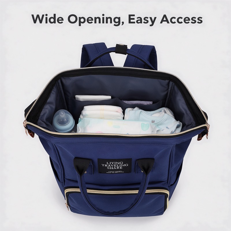 Diaper Bag Backpack, Oxford Cloth Insulated Mommy Bag with 3 Bottle Pockets, Water Resistant Large Capacity Nappy Changing Bag for Mom Baby Travel Hospital Daily Use, 5 Colors Available