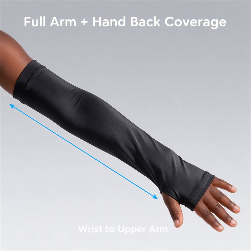 Kids UV Protection Cooling Arm Sleeves UPF 50+ Ice Silk Sun Sleeves with Thumb Hole for Boys Girls 5-15 Years, Breathable Stretch Arm Cover for Outdoor Cycling Sports, 1 Pair