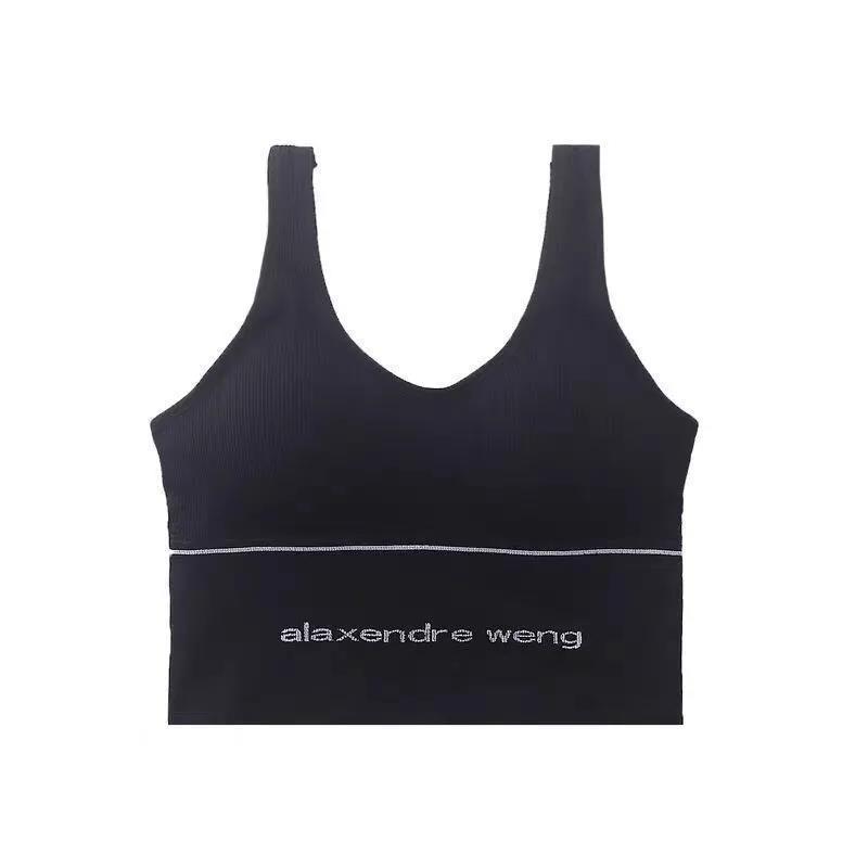 Ribbed Crop Tank Tops for Women U-Neck Sleeveless Sports Bras with Built-in Bra, Casual Workout Camisole with Letter Print