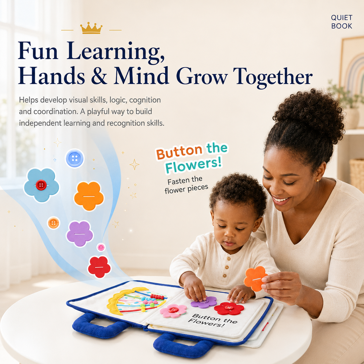🌈Premium Toddler Quiet Book – Safe Soft Fabric Learning Toy📖