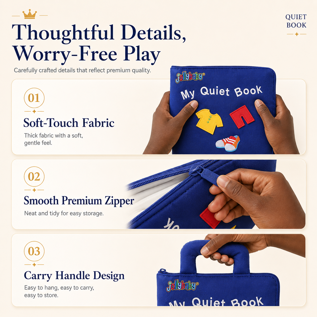 🌈Premium Toddler Quiet Book – Safe Soft Fabric Learning Toy📖