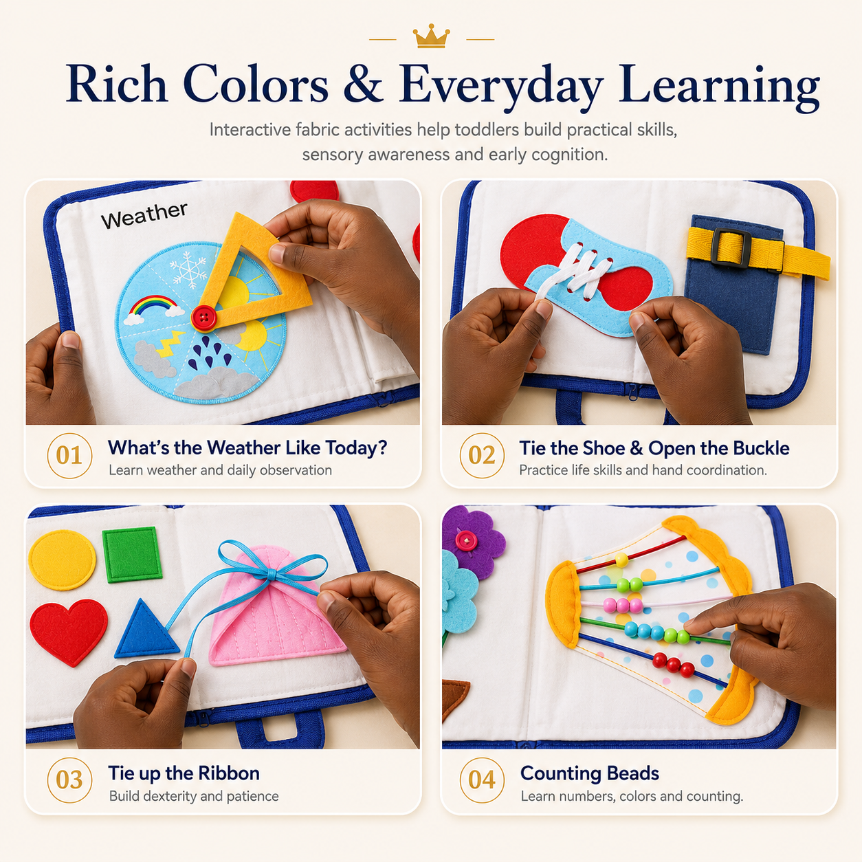🌈Premium Toddler Quiet Book – Safe Soft Fabric Learning Toy📖