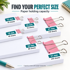 Colored Binder Clips, Large Medium Small Sizes, Metal Office Paper Clamps for Documents, Exam Papers, Bills & Books, Heavy‑Duty Stationery Clips