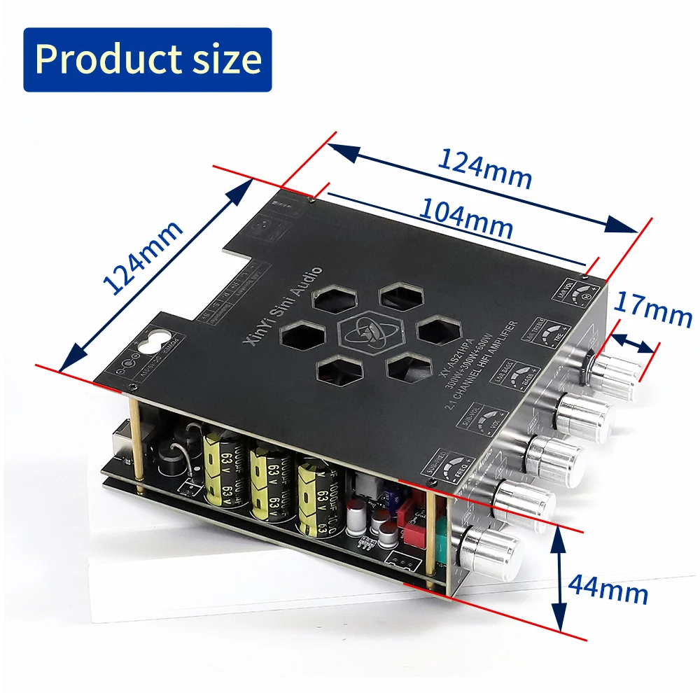 AS21 TPA3255 Bluetooth 5.2 2.1 Channel Power Audio Stereo Subwoofer Amplifier Board 300WX2+600W TREBLE Bass note tuning AMP