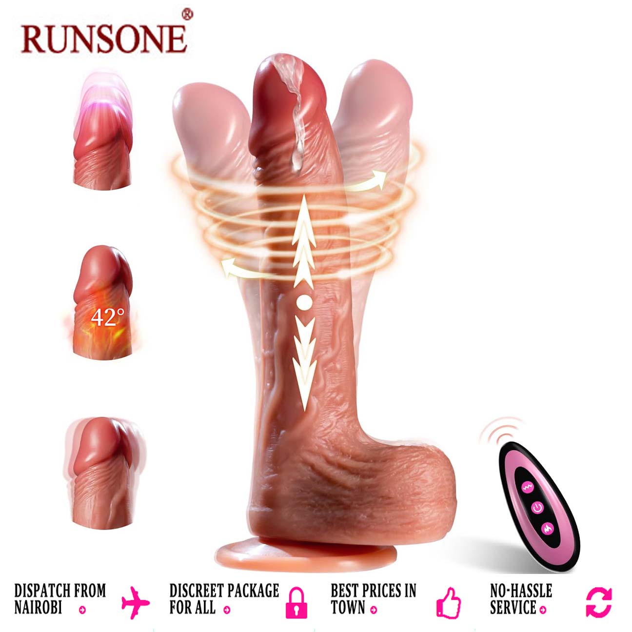 Realistic Soft Silicone Dildo 3 Styles Options Thrusting Vibrating Remote Control Heating Modes Manual Lifelike Veined Monster Cock G Spot Vaginal Anal Stimulation Sex Toy for Women Couples Solo Play