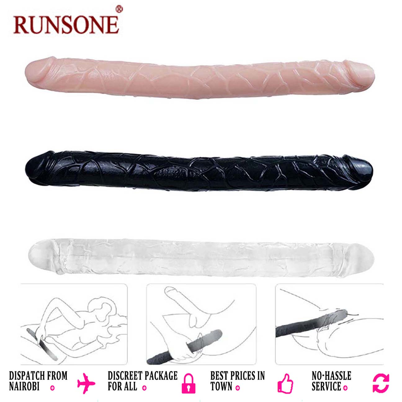 18 Inches Double Sided Long Dildo Crystal Jellies Realistic Extra Plus Dong Dual Penetration Anal Plug Adult Sex Toy for Lesbian Women Couple