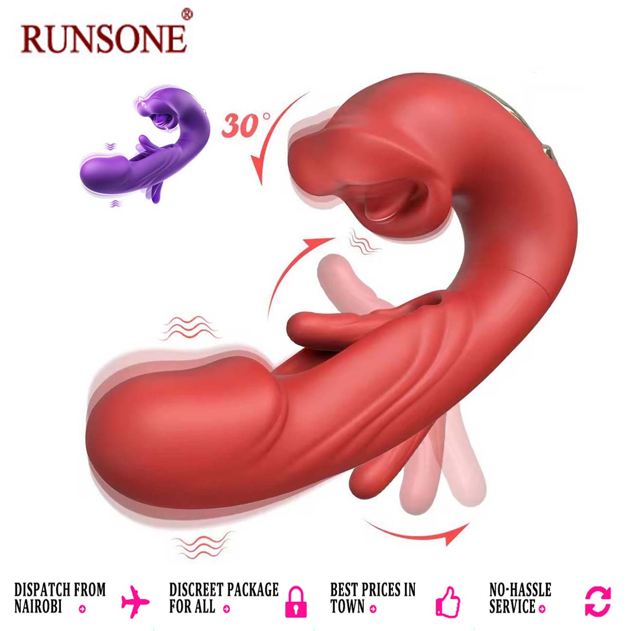 Women 4in1 G-Spot Vibrator Clit Sucking Licking Tongue Flapping Dildo Clitoris Nipples Anal Stimulator Rechargeable Vibrating Masturbator Waterproof Sex Toy Adult Gift for Girlfriend Wife Couples