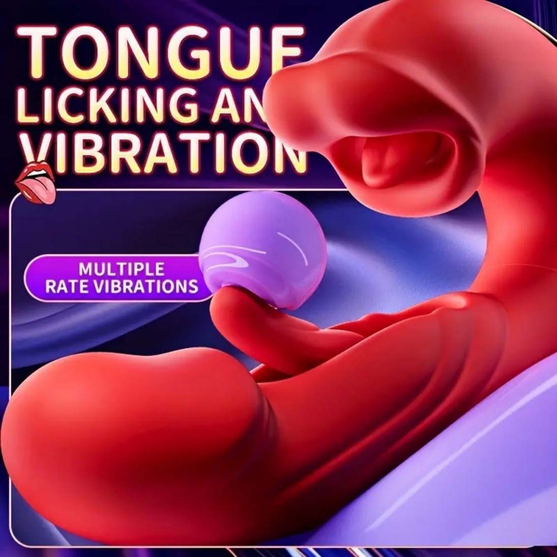 Women 4in1 G-Spot Vibrator Clit Sucking Licking Tongue Flapping Dildo Clitoris Nipples Anal Stimulator Rechargeable Vibrating Masturbator Waterproof Sex Toy Adult Gift for Girlfriend Wife Couples