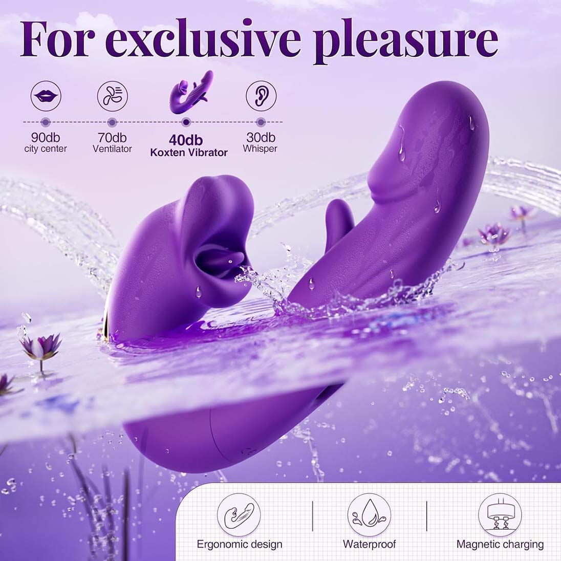 Women 4in1 G-Spot Vibrator Clit Sucking Licking Tongue Flapping Dildo Clitoris Nipples Anal Stimulator Rechargeable Vibrating Masturbator Waterproof Sex Toy Adult Gift for Girlfriend Wife Couples