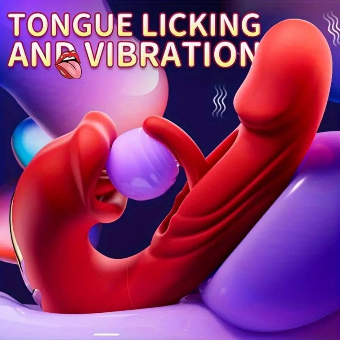 Women 4in1 G-Spot Vibrator Clit Sucking Licking Tongue Flapping Dildo Clitoris Nipples Anal Stimulator Rechargeable Vibrating Masturbator Waterproof Sex Toy Adult Gift for Girlfriend Wife Couples