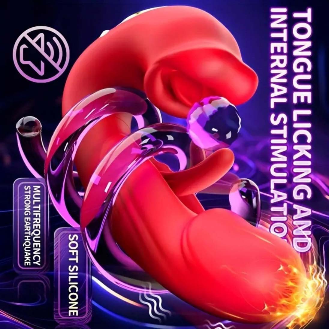 Women 4in1 G-Spot Vibrator Clit Sucking Licking Tongue Flapping Dildo Clitoris Nipples Anal Stimulator Rechargeable Vibrating Masturbator Waterproof Sex Toy Adult Gift for Girlfriend Wife Couples