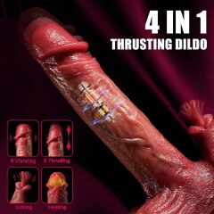 4in1 Thrusting Licking Dildo Smart APP  Remote Control Options Heating Dildos Anal Plug  9  Telescopic & Vibrating Rotating Modes Adult Stimulation Clitoral G-Spot Vibrator Rechargeable Sex Toy Gift