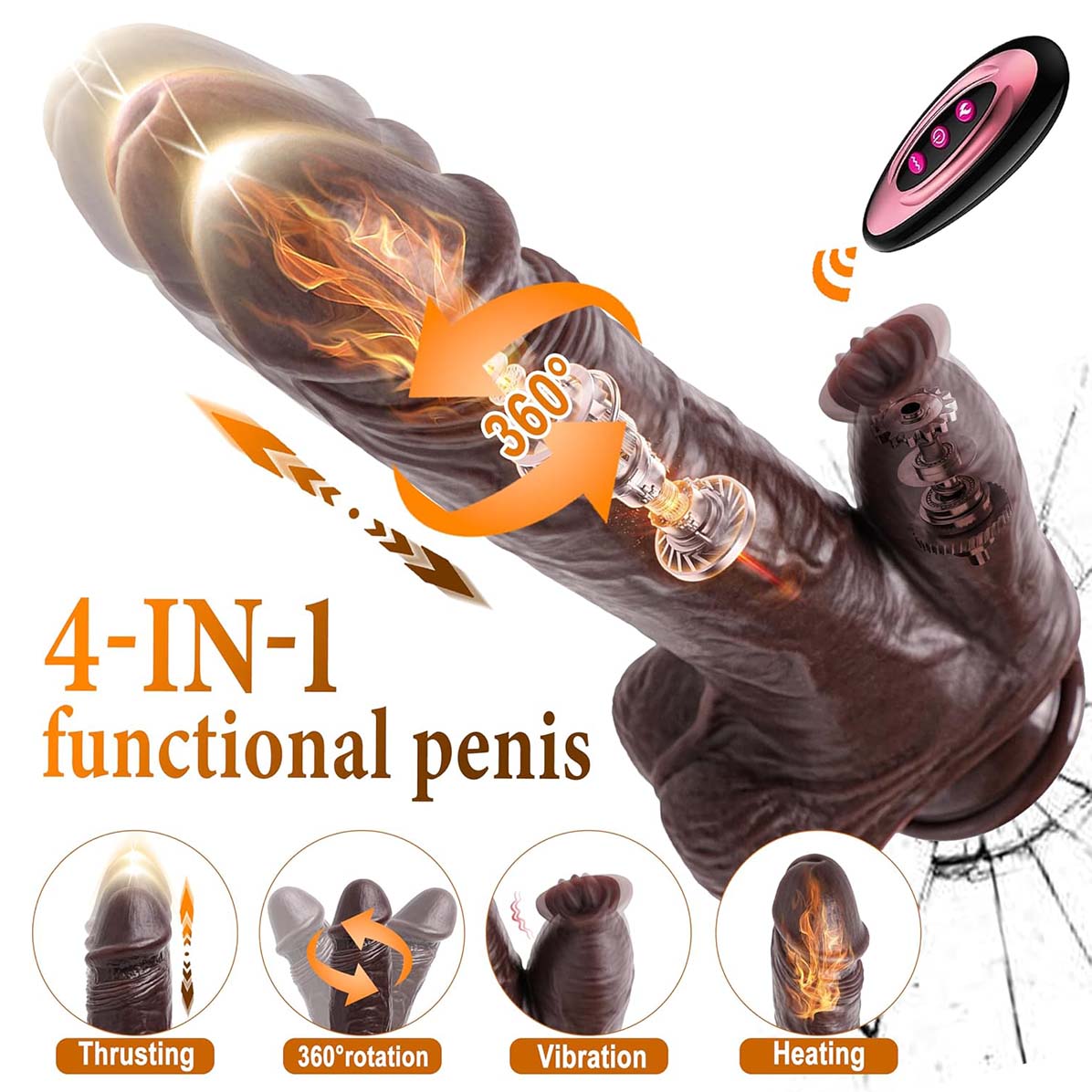 4in1 Thrusting Licking Dildo Smart APP  Remote Control Options Heating Dildos Anal Plug  9  Telescopic & Vibrating Rotating Modes Adult Stimulation Clitoral G-Spot Vibrator Rechargeable Sex Toy Gift view 4