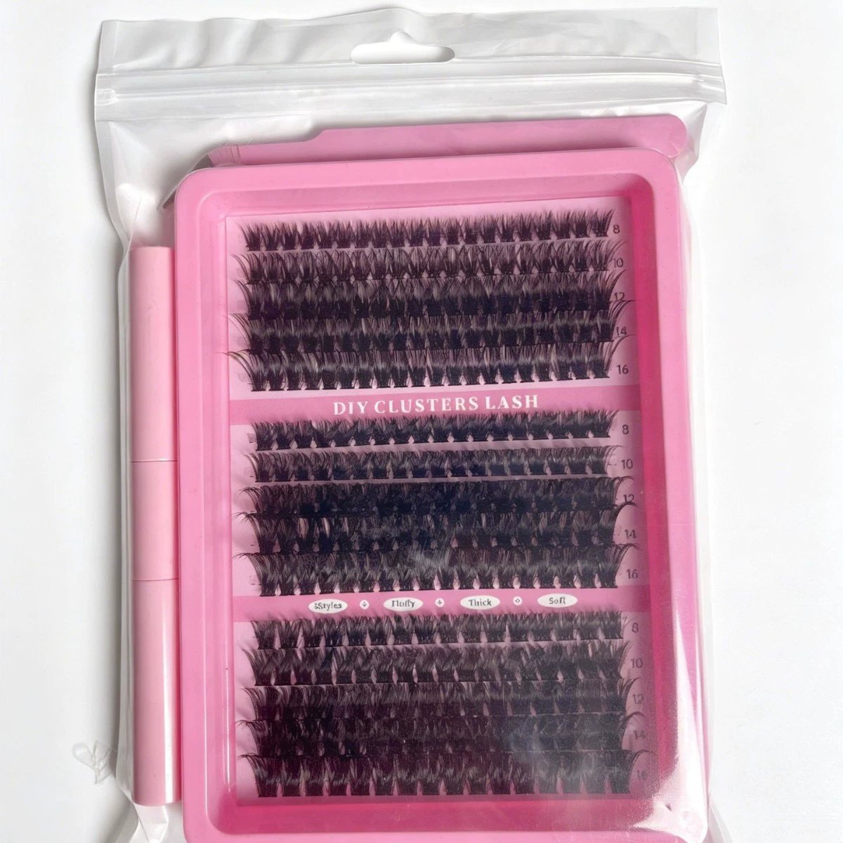 JeetViNa DIY Fluffy Wispy False Eyelashes Kit - 15 Rows Individual Cluster Lashes for Natural Volume, Thick & Curly Look, Easy to Apply for Beginners, Everyday Wear, African & European Style