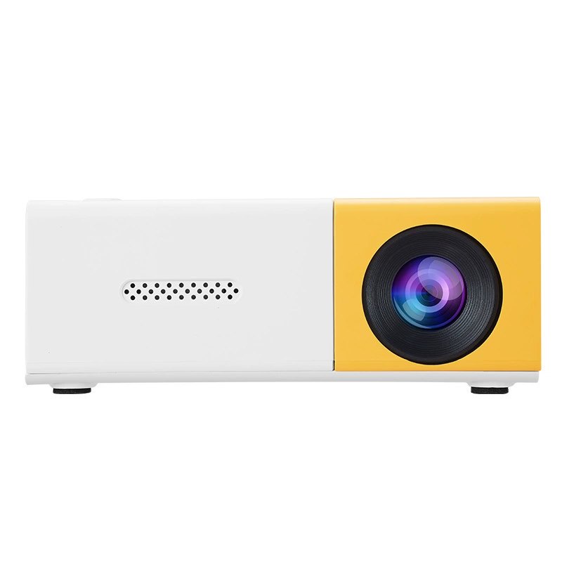 YG300 Mini Portable LCD Projector, Home Cinema Smart Video Projector, 240P Resolution, 100cm Screen, USB/UK/EU/AU Plug, Yellow-White/Black-White/Blue-White/White/Black, for Family Entertainment