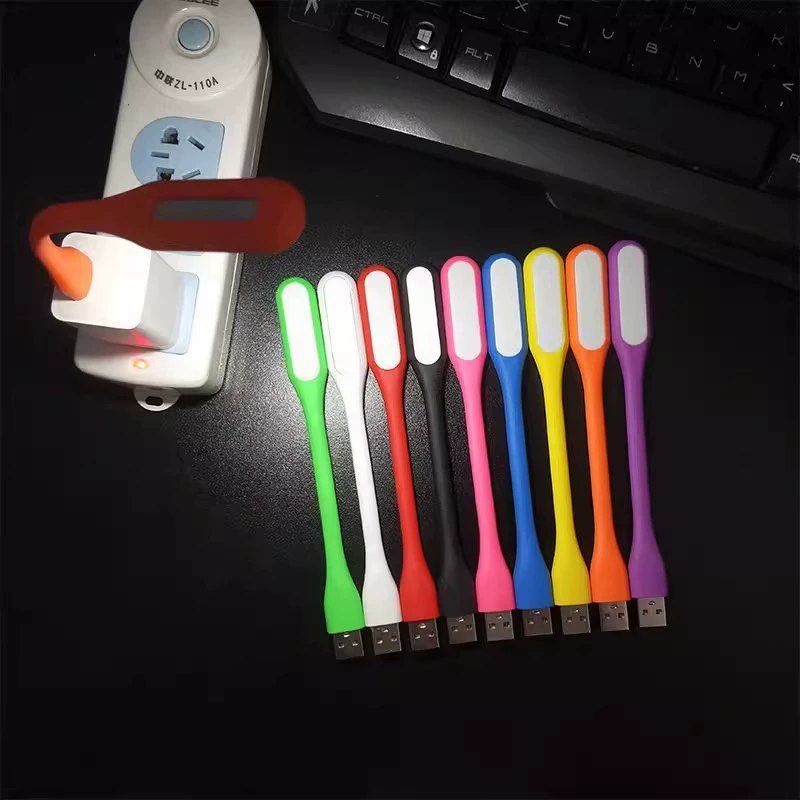 2 Pcs LED USB Mini Night Light, Portable Dorm Lamp for Computer Power Bank, Energy Saving, Random Color, Modern Geometric Design, PVC Shade, Plug-in