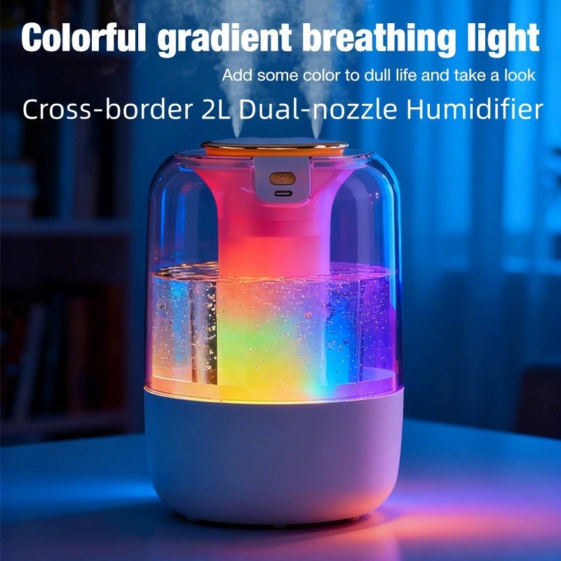 2025 New Dual Spray Humidifier with Colourful Night Light, Digital Display, Large Mist Output, USB Powered, for Bedroom Home Office, 2.6-4.0L, White/Green/Blue/Mocha/Pink