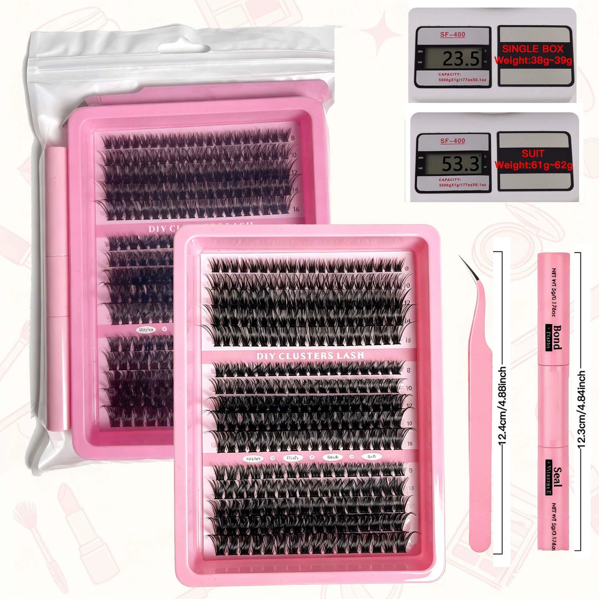 JeetViNa DIY Fluffy Wispy False Eyelashes Kit - 15 Rows Individual Cluster Lashes for Natural Volume, Thick & Curly Look, Easy to Apply for Beginners, Everyday Wear, African & European Style
