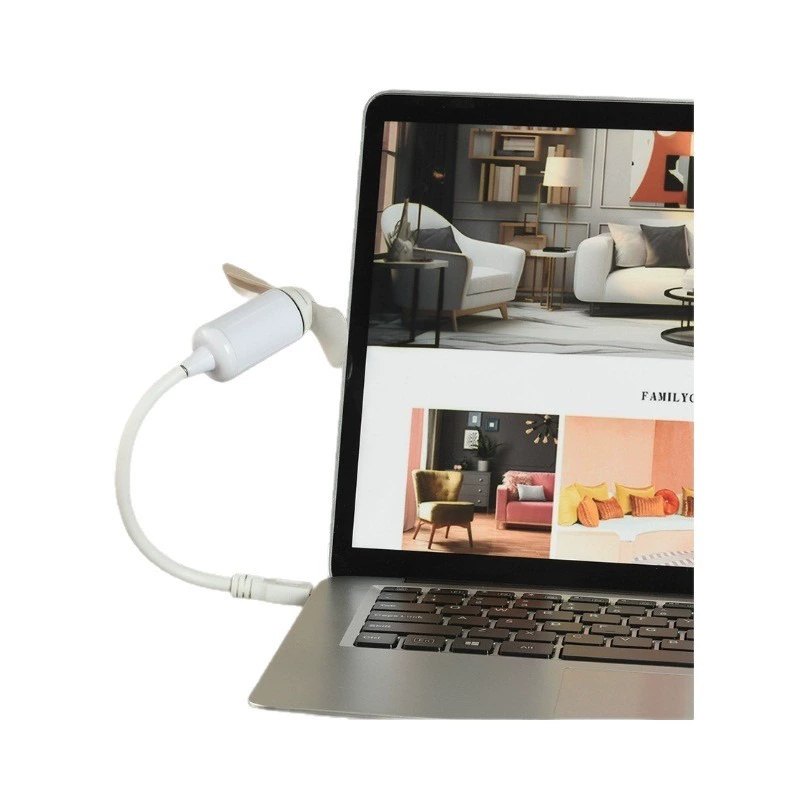 Mini USB Fan with LED Clock Display, Creative Flash Words, Portable Desktop Fan for Home Office, White, 2 Speeds, Quiet Brushless Motor