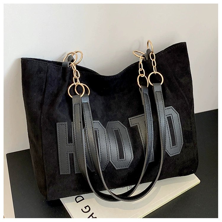 Large Canvas Tote Bag for Women, College Student Shoulder Bag, 2023 New Spring Commuter Handbag, Black Khaki Dark Brown Coffee, Casual Street Style, Durable Daily Use