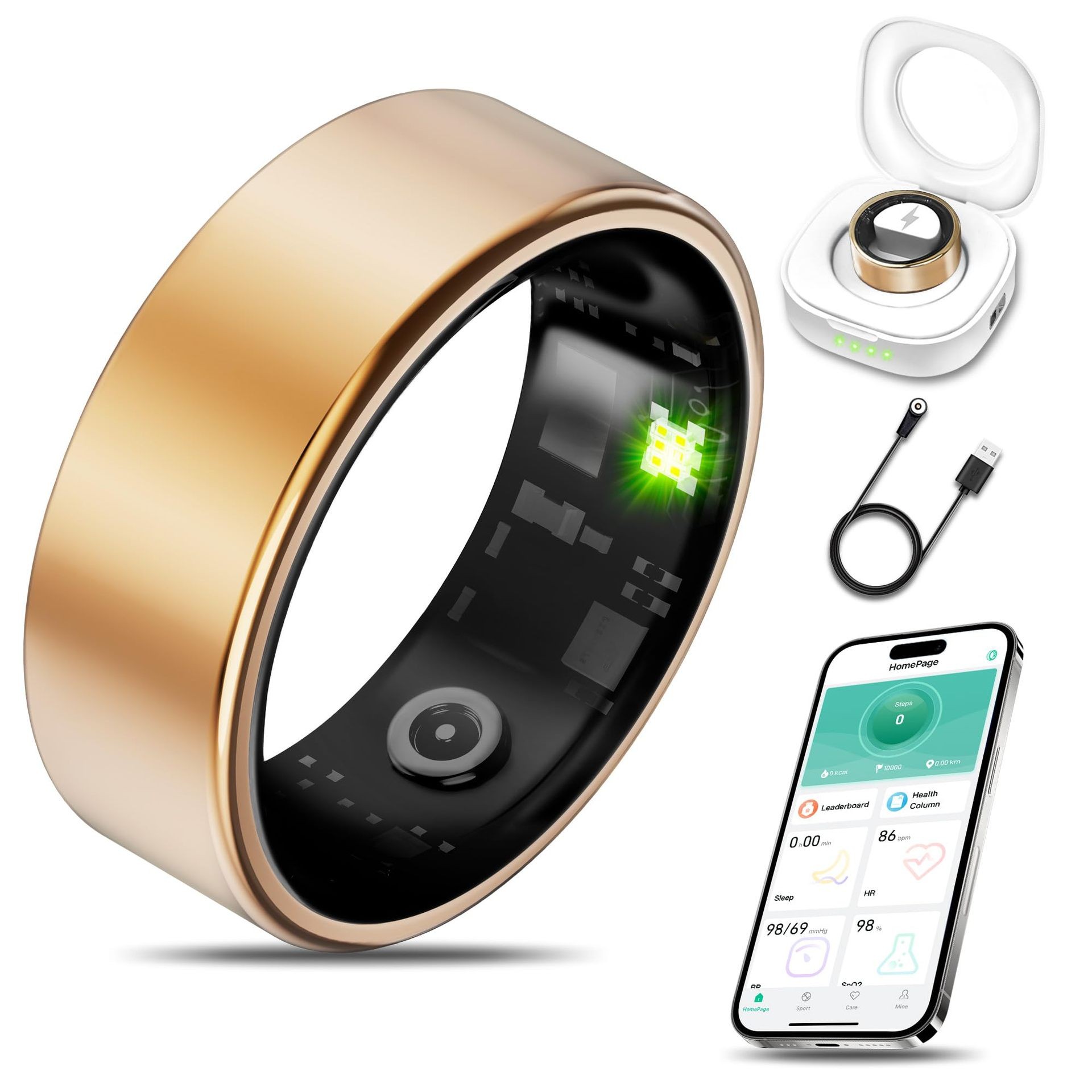 Smart Ring for Men & Women – Heart Rate, Blood Oxygen, Sleep Monitoring, Remote Care, Factory Direct