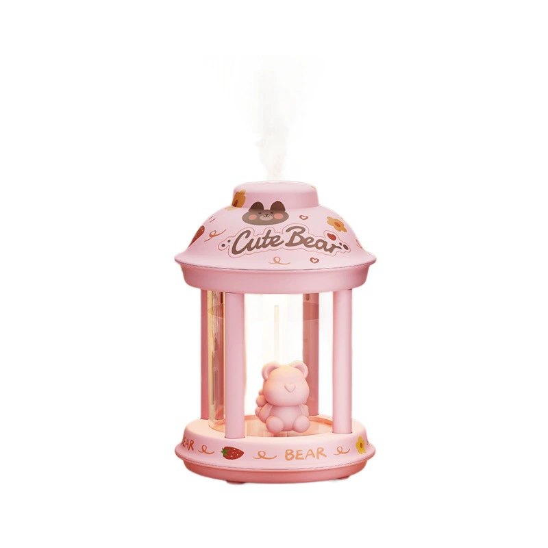 DIY Humidifier 350ml with Soft Light, USB Mini Cool Mist Sprayer for Home Office Bedroom, Portable Aroma Diffuser, Cute Sticker Decoration, Pink or White