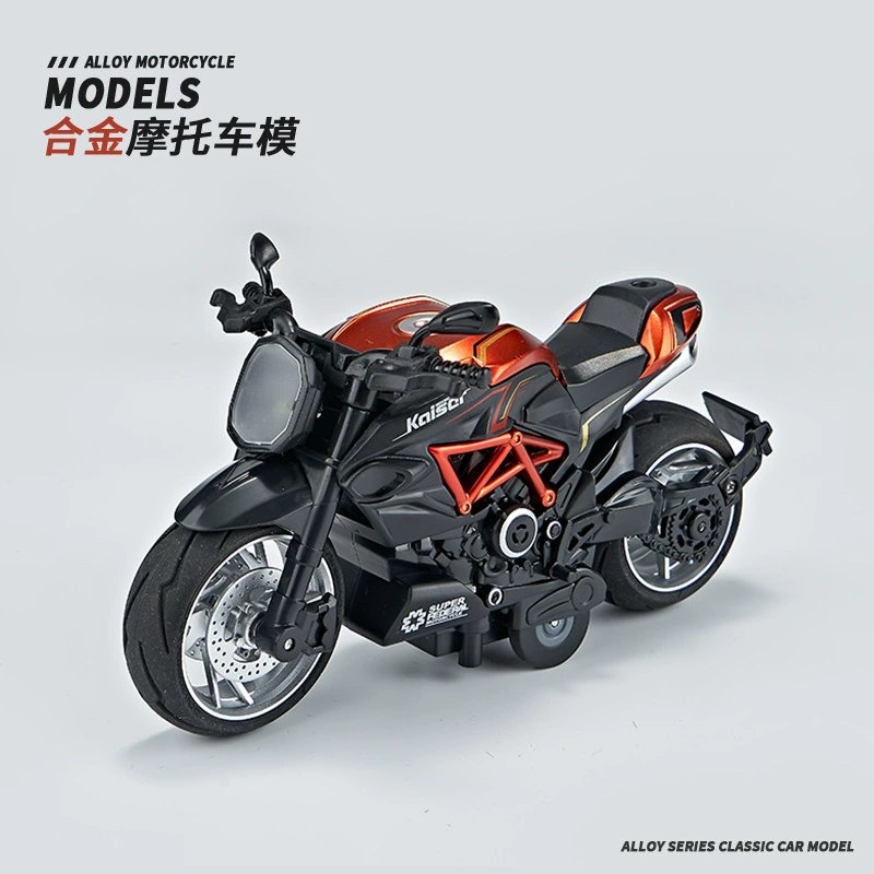 Diecast Motorcycle Model Toy with Lights and Sound, Pull Back Action, 1:12 Scale, Gift for Boys 3+ Years, Alloy Police Bike, Harley, Kawasaki, Ducati, Orange, Red, Blue, Black, White