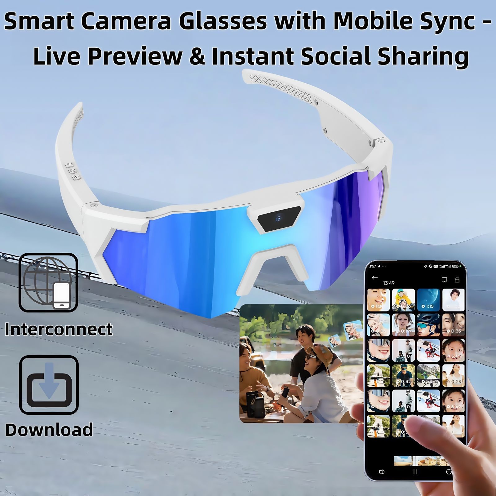 Smart HD Glasses Camera Outdoor Sports Cycling Sunglasses Video Photo Recording