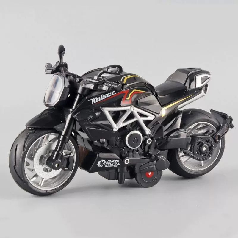 Diecast Motorcycle Model Toy with Lights and Sound, Pull Back Action, 1:12 Scale, Gift for Boys 3+ Years, Alloy Police Bike, Harley, Kawasaki, Ducati, Orange, Red, Blue, Black, White