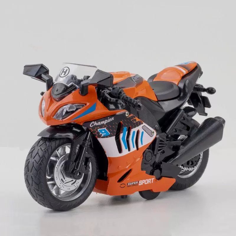 Diecast Motorcycle Model Toy with Lights and Sound, Pull Back Action, 1:12 Scale, Gift for Boys 3+ Years, Alloy Police Bike, Harley, Kawasaki, Ducati, Orange, Red, Blue, Black, White