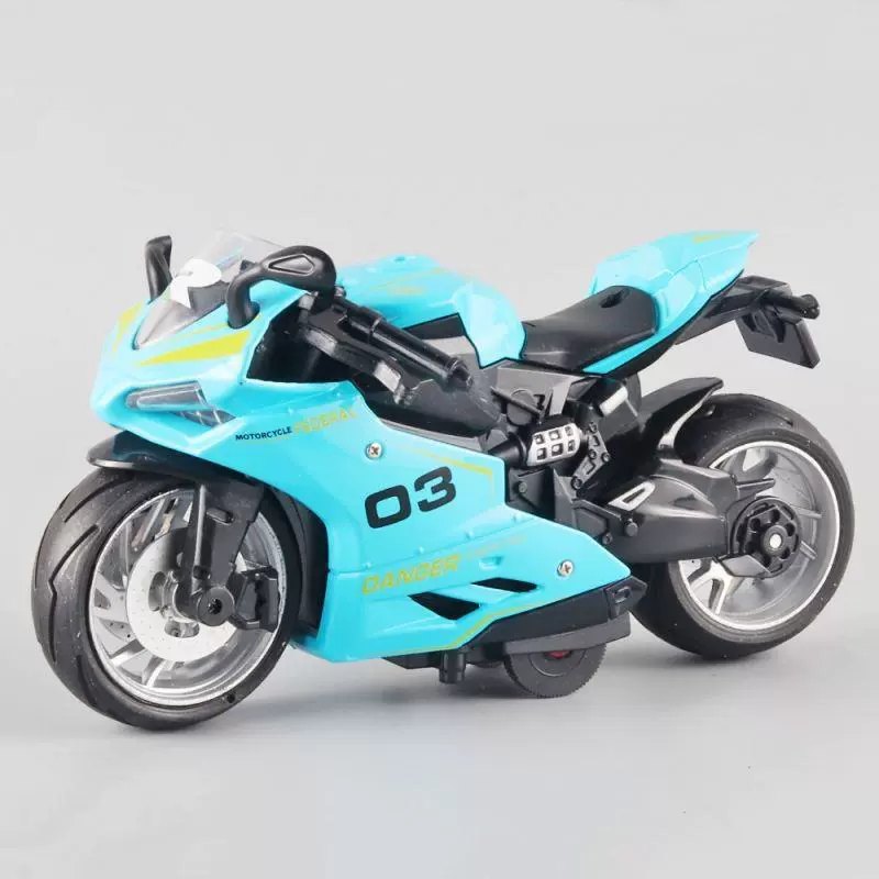 Diecast Motorcycle Model Toy with Lights and Sound, Pull Back Action, 1:12 Scale, Gift for Boys 3+ Years, Alloy Police Bike, Harley, Kawasaki, Ducati, Orange, Red, Blue, Black, White