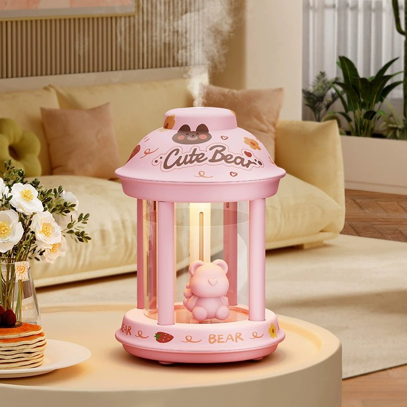 DIY Humidifier 350ml with Soft Light, USB Mini Cool Mist Sprayer for Home Office Bedroom, Portable Aroma Diffuser, Cute Sticker Decoration, Pink or White