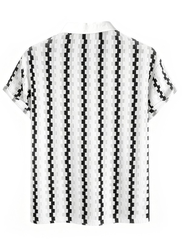 Men's Casual Summer Short Sleeve Shirt Retro Plaid Knit Top Breathable Quick-Dry Polyester, S-XXL