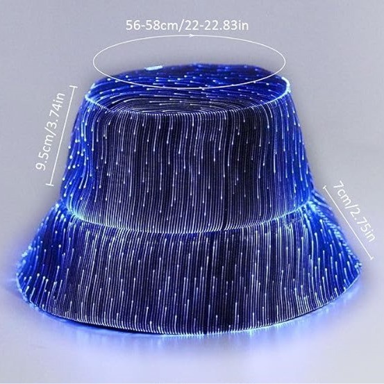 Cool Light-Up Fisherman Hat with Fiber Optic Glow - Outdoor Trendy Cap for Men Women (Black/White)