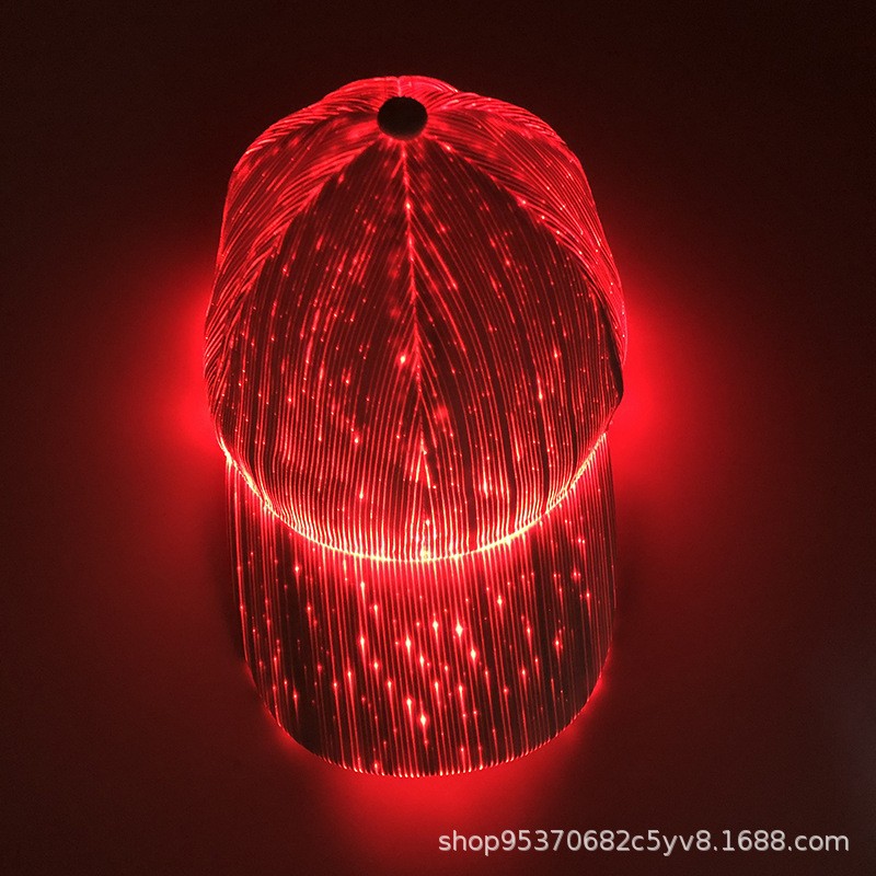LED Fiber Optic Light Up Baseball Cap for Party, Rave, Bar, Hip Hop, Couple Glow Hat (Black/White, One Size)