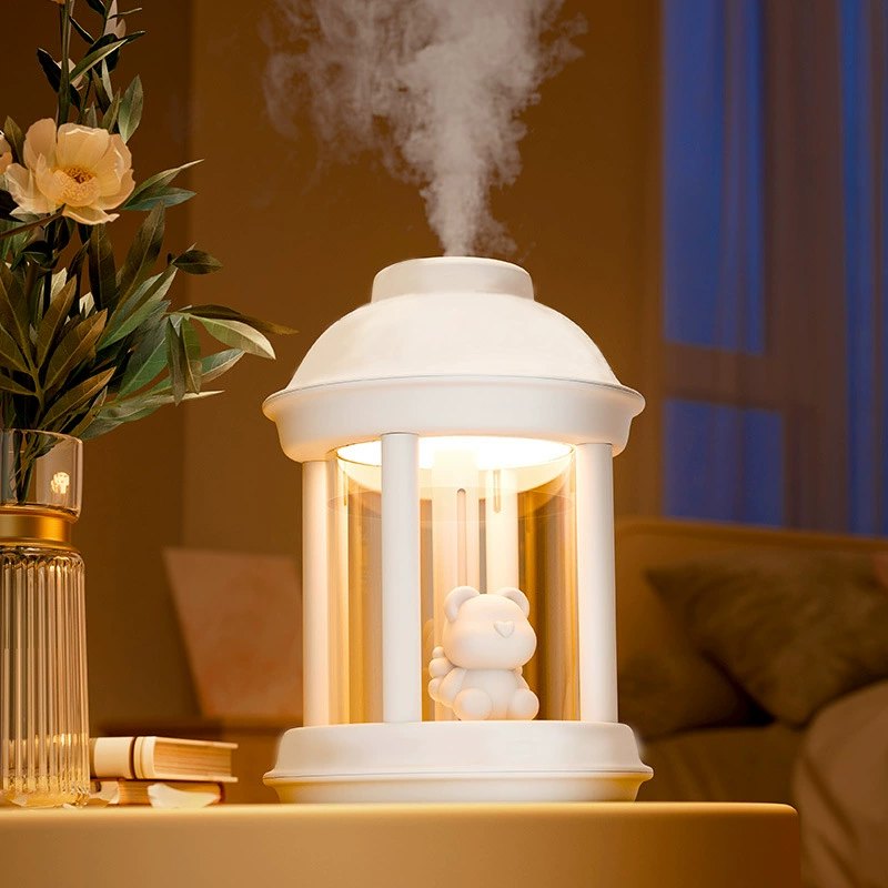 DIY Humidifier 350ml with Soft Light, USB Mini Cool Mist Sprayer for Home Office Bedroom, Portable Aroma Diffuser, Cute Sticker Decoration, Pink or White