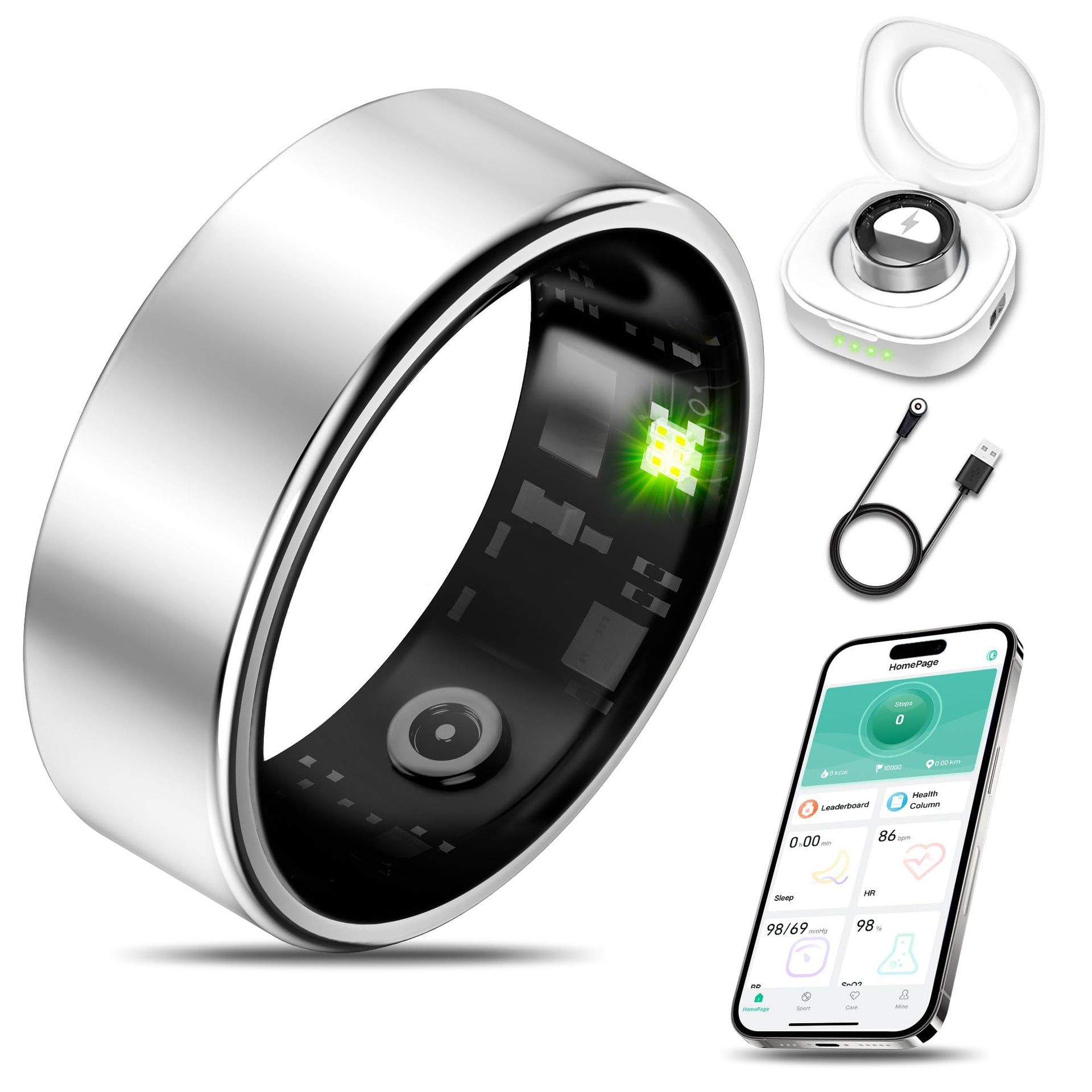 Smart Ring for Men & Women – Heart Rate, Blood Oxygen, Sleep Monitoring, Remote Care, Factory Direct