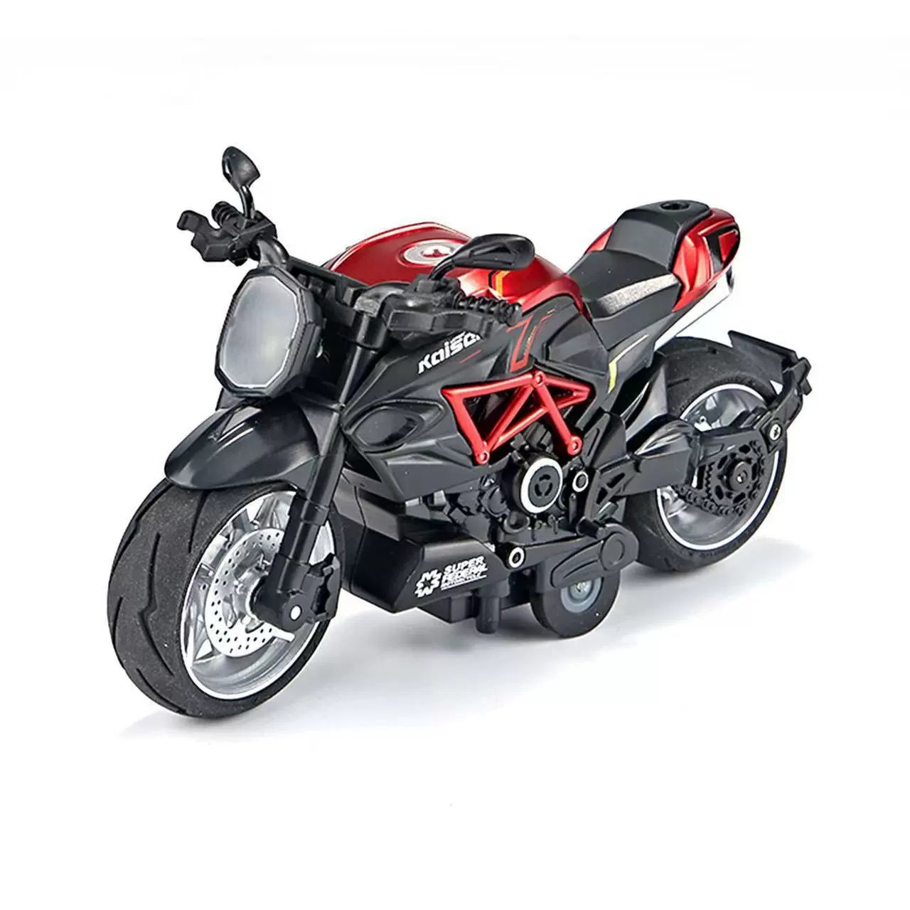 Diecast Motorcycle Model Toy with Lights and Sound, Pull Back Action, 1:12 Scale, Gift for Boys 3+ Years, Alloy Police Bike, Harley, Kawasaki, Ducati, Orange, Red, Blue, Black, White