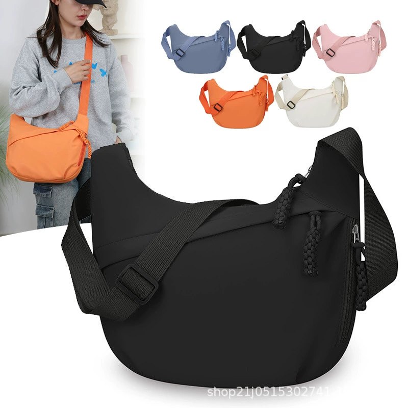 New Style Simple Commuter Crossbody Bag for Women Large Capacity Solid Color Shoulder Bag Student School Casual Dumpling Bag