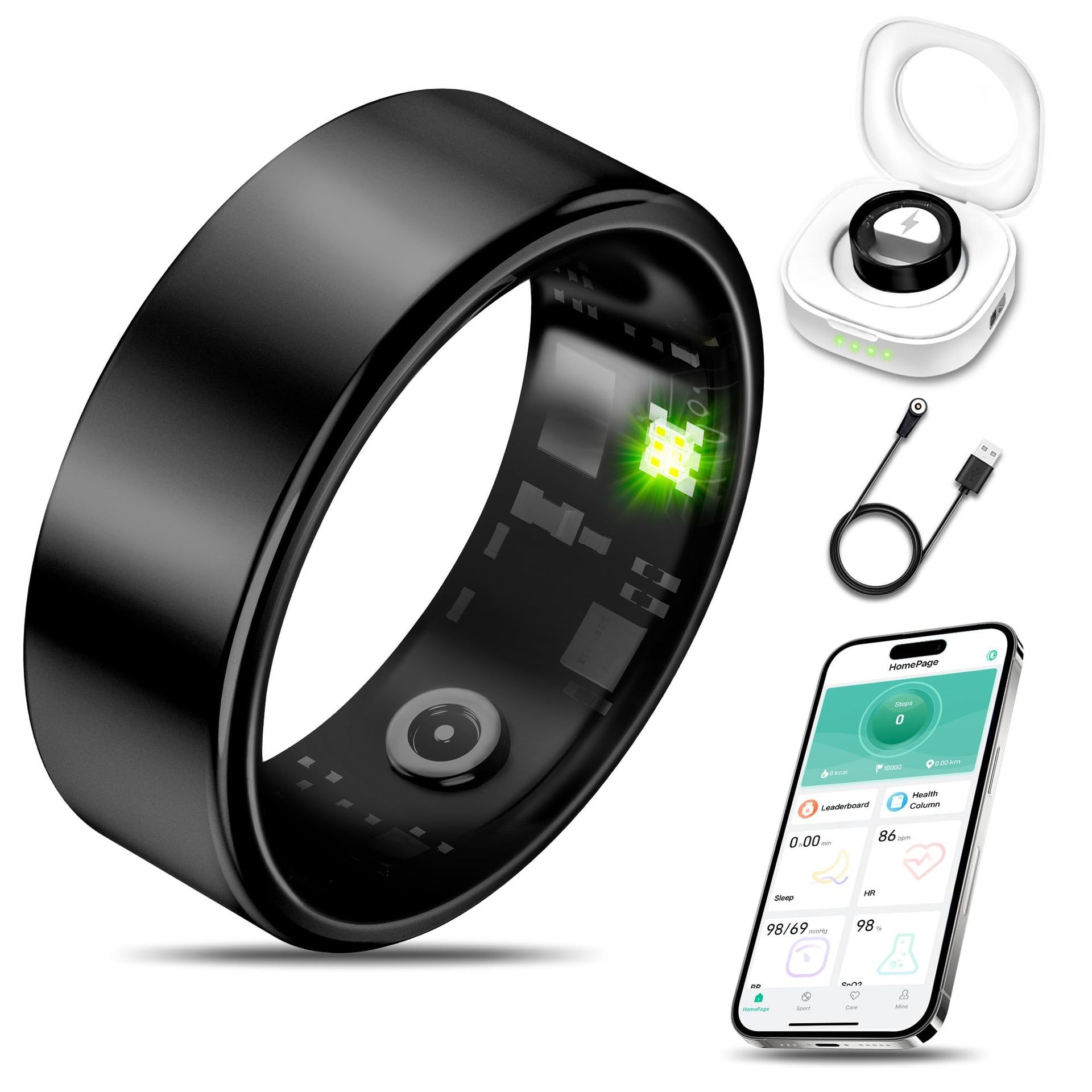 Smart Ring for Men & Women – Heart Rate, Blood Oxygen, Sleep Monitoring, Remote Care, Factory Direct