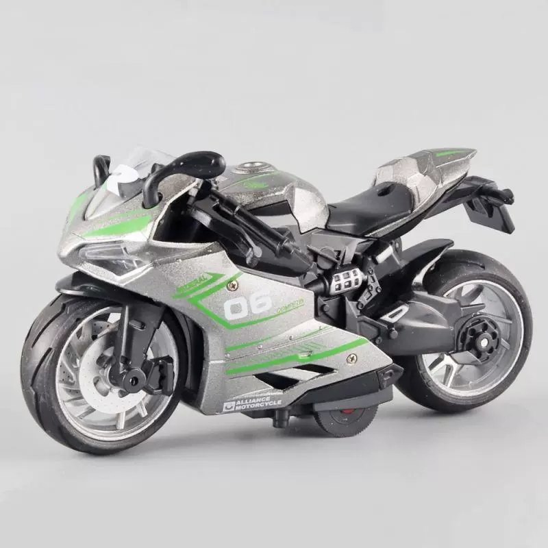Diecast Motorcycle Model Toy with Lights and Sound, Pull Back Action, 1:12 Scale, Gift for Boys 3+ Years, Alloy Police Bike, Harley, Kawasaki, Ducati, Orange, Red, Blue, Black, White