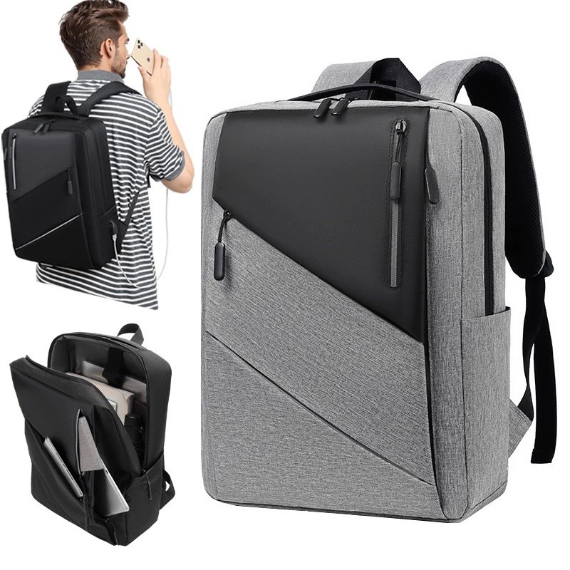 Men's Fashion Backpack 16 Inch Laptop Waterproof Oxford Casual Commuter Daypack for Teens, Lightweight Anti-shock, Urban Simple Style, Black/Grey/Blue/Red